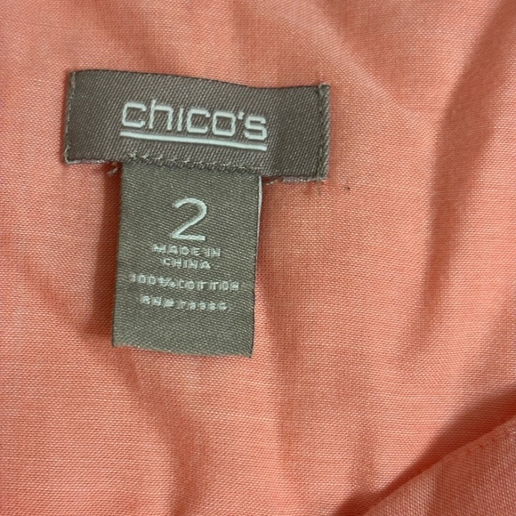 Chico’s 100% Cotton Coral Button-Front Shirt (Size 2 / L) - Picture 2 of 7